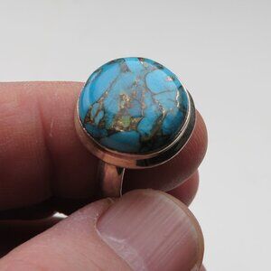 $350 Sterling Silver Copper Turquoise Ring